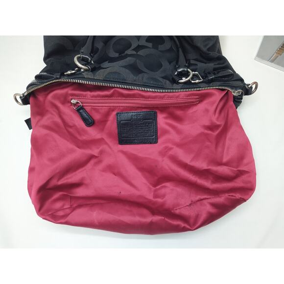 Coach Madison Signature Black Canvas Leather Zip Top Handle Satchel - Picture 10 of 16